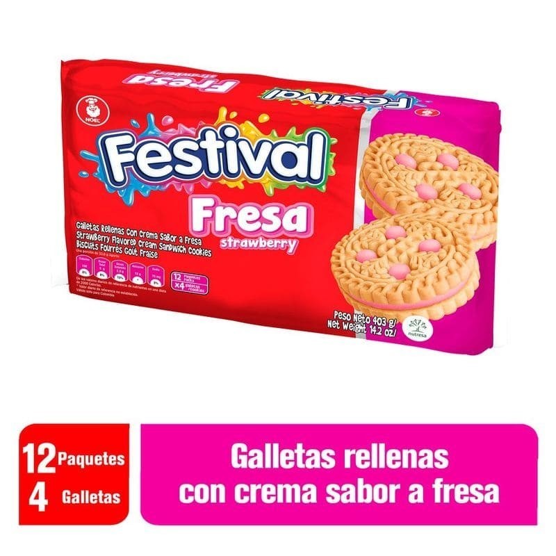 GALLETA FESTIVAL FRESA PEQUEÑA X 12 GR