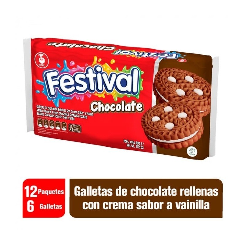 GALLETA FESTIVAL CHOCOLATE GRANDE X 12 GR CJ X 24 UND
