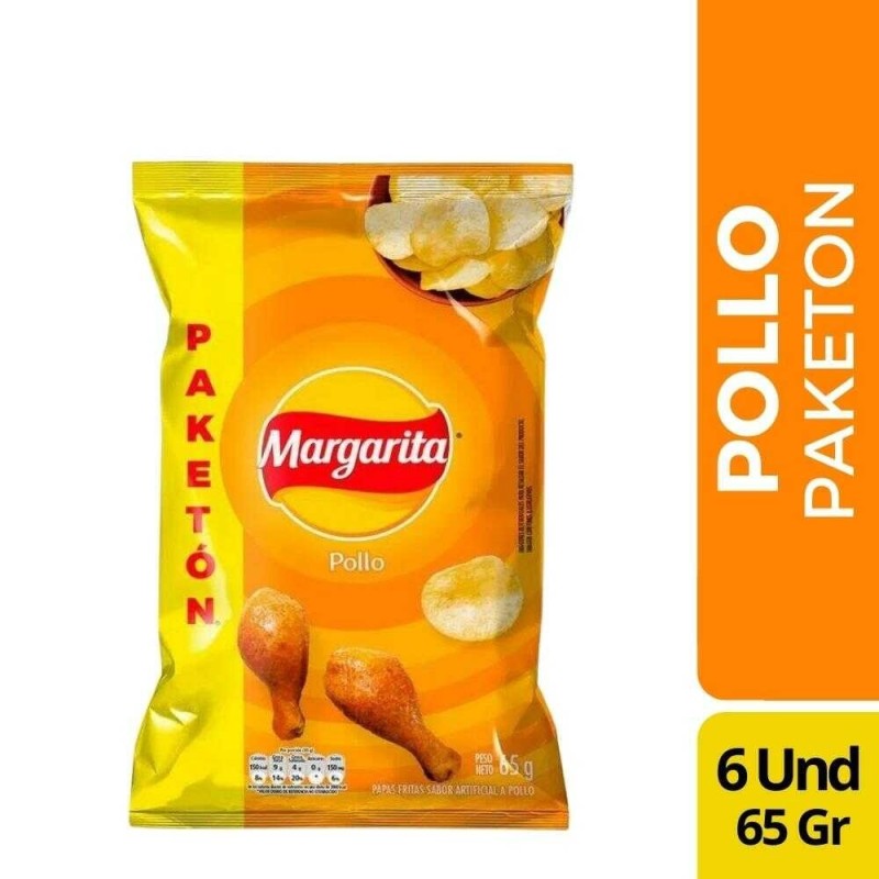 PAPAS MARGARITA POLLO PAKETON X 65 GR X 6 UND