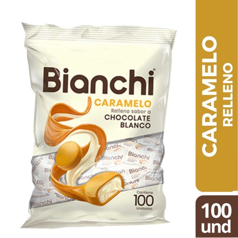 BIANCHI CARAMELO RELLENO CHOCOLATE BLANCO X 100 UND