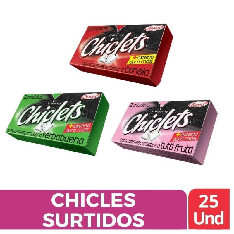 CHICLES ADAMS PEQUEÑOS SURTIDOS X 25 UND
