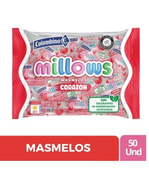 MASMELOS MILLOWS CORAZÓN INDIVIDUAL x 50 und CJ X 8 UND