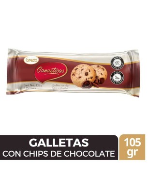 GALLETAS CANASTICA CON CHIPS DE CHOCOLATE X 105 GR CJ X  UND