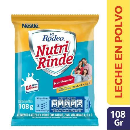 LECHE EN POLVO EL RODEO NUTRI RINDE  X 108 GR