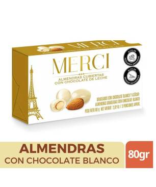 MERCI ALMENDRA CON CHOCOLATE BLANCO X 80 GR