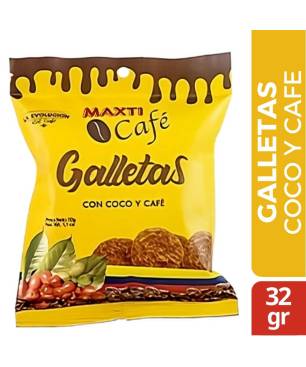 GALLETAS DE COCO Y CAFE MAXTICAFE X 32 GR CJ X UND