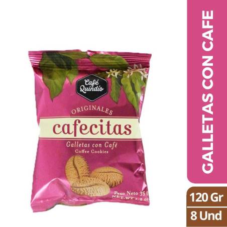 GALLETAS CON CAFE CAFECITAS CAFE QUINDIO X 35 GR X 8 UND CJ X UND